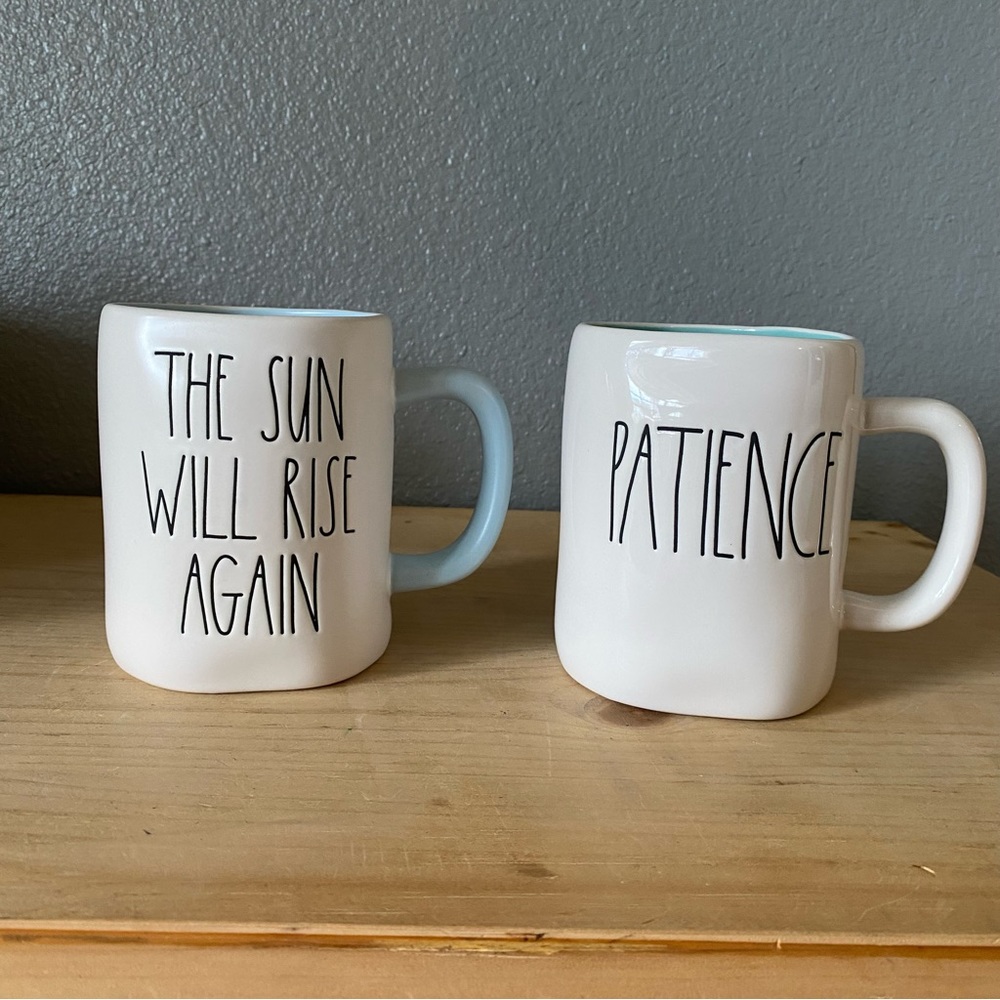 Rae‎ Dunn Mugs Patience & The Sun Will Rise Again NWOT